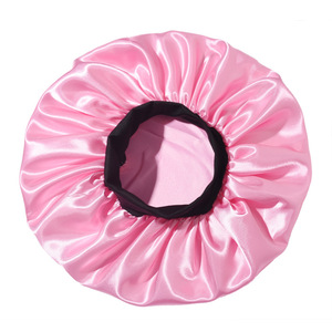 Cuffia in Raso di Grandi Dimensioni con Fascia Elastica Morbida, Cuffia Nera a Bordo Largo, Copricapo Notturno, Turbanti in Seta per Capelli da Donna e <span class=keywords><strong>Ragazza</strong></span> - Product Image 2