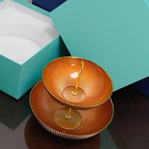 Plato de Frutas de Vidrio Glaseado Naranja de Doble Capa, Estilo Europeo, con Separadores, Apto para Lavavajillas, Hermoso y Práctico para Fiestas - Product Image 1