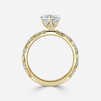 Bague de fiançailles en or massif 10K 14K 18K avec diamant de laboratoire taille Radiant 2 carats, sertie pavé, à tige torsadée, certifiée IGI CVD/HPHT