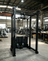 Appareil de musculation multifonction 6 postes intégré avec système de câbles pour tractions Smith/rameur bas et double sélection de poids