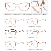 MS 81560 Monturas de anteojos de diseñador con estilo Marco de metal grande para mujeres Bloque de luz azul Brillante Fabricante óptico