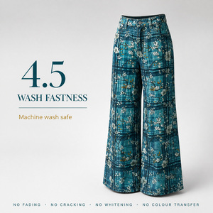 <strong>Women</strong> High Waist Jeans Straight Leg Denim Pants Blossom Plaid Print <strong>Trousers</strong> Fade Resistant Custom - Product Image 4