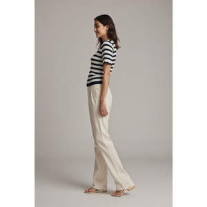 T-shirt en tricot rayé chic à la française pour femmes, été, bord festonné, col carré, manches courtes, <span class=keywords><strong>pull</strong></span> vintage - Product Image 5