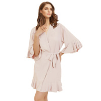 Robes à volants en coton pour demoiselle d'honneur Robe Mariage Femme De soirée Sexy Satin vêtements de nuit pyjamas en soie mère des robes de mariée