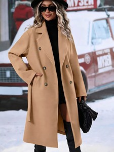 Elegante Cappotto di Lana da <span class=keywords><strong>Donna</strong></span> con Cintura, Lungo e Doppiopetto, per Autunno e Inverno - Product Image 3