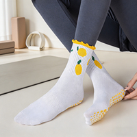 Chaussettes de yoga antidérapantes personnalisées avec logo, nouvelle collection, chaussettes de fitness pour femmes, chaussettes de yoga à volants, chaussettes de pilates antidérapantes personnalisées