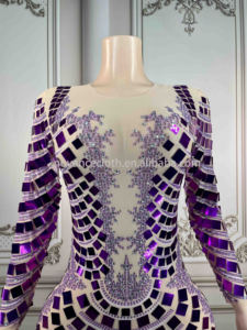 Novance nuovo 2022 vendita calda paillettes nuovo modello stampato <span class=keywords><strong>oro</strong></span> strass abito festa di nozze notte diamante cena abiti eleganti - Product Image 4