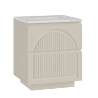 Table de chevet effet marbre pour chambre à coucher, meuble de rangement en bois avec 2 tiroirs