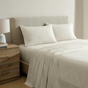King Fitted Bed Sheet Set 100% Cotton <strong>Percale</strong> 400TC European Style Solid Customizable Color Soft Breathable Lightweight <strong>Bedding</strong> - Product Image 1