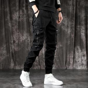 Spring and Autumn Trendy Men's Cargo Slim <b>Fit</b> <b>Jogger</b> Cool Long American Style Multi-Pocket <b>Skinny</b> 2024 Black Pants - Product Image 3