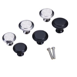 Stainless Steel Round Cabinet <b>Knobs</b> Black And <b>Silver</b> Modern Furniture Handles For <b>Drawer</b> Wardrobe Door 201 Steel Antirust - Product Image 4