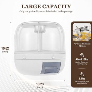 Dispensador de Cereales Giratorio de 6 Compartimentos, Ecológico, Color Blanco, de 6-10L, Caja de Almacenamiento de Arroz de Plástico Ligero para Cocina, Gran Venta - Product Image 3
