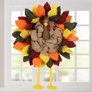 Guirnalda de Pavo de Acción de Gracias Ecológica de Alta Calidad, Decoración de Tela para Colgar en la Puerta o Pared, 58x45cm - Product Image 1