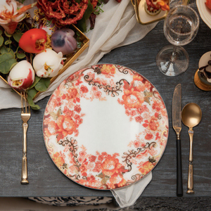 <span class=keywords><strong>Service</strong></span> <span class=keywords><strong>de</strong></span> vaisselle <span class=keywords><strong>de</strong></span> luxe en porcelaine fine à motif floral <span class=keywords><strong>rouge</strong></span> avec bord doré pour mariages et services hôteliers - Product Image 4