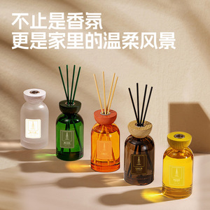 <b>Reed</b> <b>Diffuser</b> 350Ml Glass Bottle With Wooden Cap Long Lasting Fragrance <b>For</b> Home And Car Desktop Aromatherapy - Product Image 4