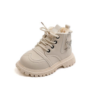 2025 unisexe enfants hiver <span class=keywords><strong>bottes</strong></span> courtes Style britannique doublé polaire chaud coton Martin semelle souple <span class=keywords><strong>bottes</strong></span> de neige pour garçons filles - Product Image 1