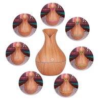 Diffuseur d'aromathérapie humidificateur en forme de vase à grain de bois, USB, pour voiture et maison, veilleuse sept couleurs, silencieux