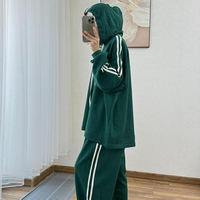 Ensemble 2 pièces : sweat à capuche et pantalon large, tenue sportive à rayures, survêtement, costume musulman pour femmes