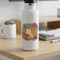 Autocollants holographiques personnalisés pour animaux, imperméables, autocollants découpés à la forme, mignons hérissons, lapins, chats, autocollants en vinyle pour bouteille d'eau