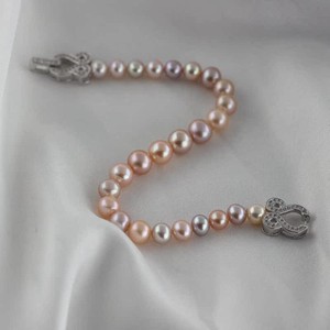 Ensemble collier et bracelet avec chaîne tour à dégradé de couleurs, perles d'eau douce et perles fantaisie assorties - Product Image 3