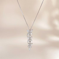 Collana da Donna Delicata in Oro Bianco 18K con Diamanti Coltivati in Laboratorio, Design Unico e Elegante a Goccia, Regolabile, per Clavicola