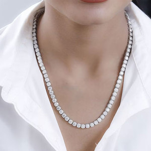 RINNTIN MON01 卸売工場価格 925スターリングシルバー アイスアウト 2mm 3mm 4mm 5mm VVSモアッサナイト テニスチェーンネックレス - Product Image 5