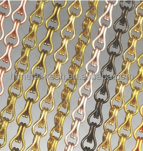 Decorative Double Hook Aluminum Chain <b>Curtain</b> Mesh Colourful and Matte Gold 2mm Diameter - Product Image 2