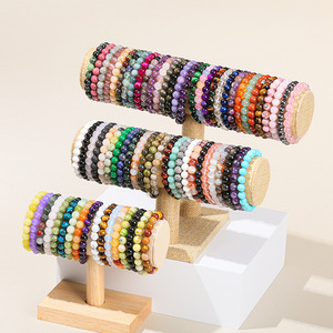 Pulsera de un solo círculo para hombres y mujeres con bola de ágata de cristal Natural Piedra de ojo de tigre Joyas naturales sueltas - Product Image 2