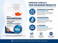 OEM Glycinate de magnésium 120 capsules, Complexe de magnésium avancé, Ashwagandha L-Théanine, Complément alimentaire végétalien pour adultes, Sommeil
