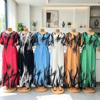 Neue Großhandels-Muslimische Robe für den Nahen Osten Modisches Lässiges Langarm-Kleid mit V-Ausschnitt