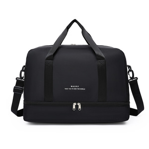 Minimal Solid Color Letter Print Short Business Trip Bag Wide Reinforced Handle Detachable Adjustable Shoulder Strap Sports - Product Image 2