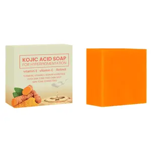 Produk baru perawatan kulit pemutih oranye kunyit sabun mengencangkan jerawat bening dan kulit mati kunyit & asam Kojic sabun