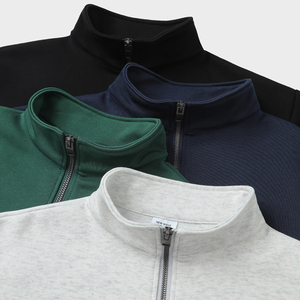 Custom Logo Quarter Zip <b>Sweatshirt</b> Unisex Solid Color Stand Collar Pullover Long Sleeve Casual Top - Product Image 3