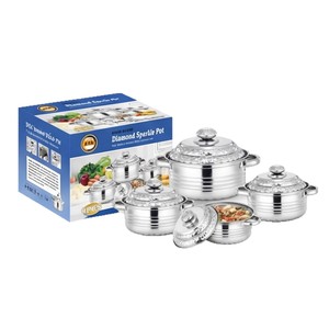 Diamond Sparkle <b>Pot</b> 6Pcs Stainless Steel Cookware Set With Lid Double Handle <b>Soup</b> <b>Pot</b> Cooking <b>Pot</b> Gift Set - Product Image 1