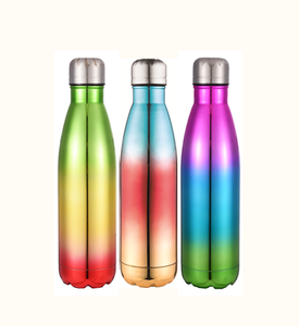 Botella de agua de acero inoxidable de doble pared con recubrimiento UV holográfico de 500 ml (17 oz), color arcoíris, para agua caliente, OEM. - Product Image 1