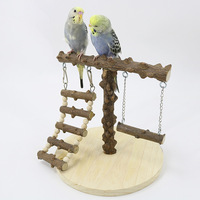 Perchoir en bois d'ash épineux pour perroquet avec échelle, balançoire et perchoir d'entraînement – Aire de jeux naturelle en bois massif pour oiseaux