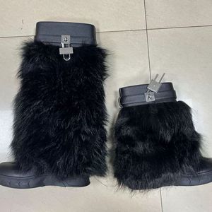 Fuzzy Lock Decoration Non-Slip Outdoor Fashion Winter Plush Snow <b>Boots</b> - Product Image 3