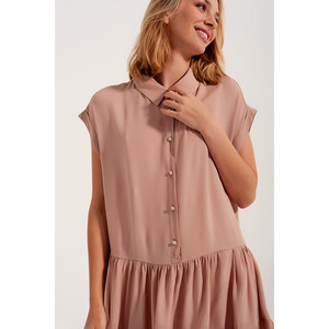 Abito chemisier con orlo a strati in rosa chiaro - Product Image 6