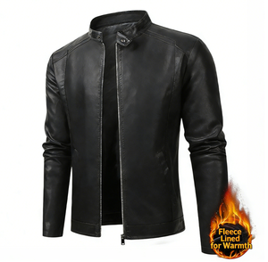 Blouson moto en cuir PU avec col montant et empiècements colorés, fermeture éclair, écologique, camouflage automne, <span class=keywords><strong>fin</strong></span> et élégant - Product Image 2