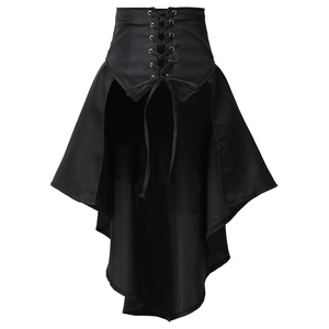 Jupe à volants à ourlet irrégulier pour <span class=keywords><strong>femme</strong></span>, style gothique steampunk <span class=keywords><strong>pirate</strong></span>, en satin, avec laçage frontal et ceinture, costume médiéval vintage - Product Image 4