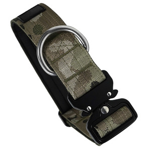 Collier tactique camouflage pour chien, sangle en nylon, doublure intérieure douce, boucle à dégagement rapide en métal réglable, pour l'entraînement en extérieur - Product Image 2