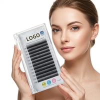 Extensions de cils DIY en cheveux synthétiques ultra doux, faits à la main, forme trèfle 2D style YY, noir mat naturel, pour vente en gros aux fournisseurs