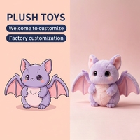 Peluche chauve-souris personnalisée écologique anti-stress, jouet en peluche doux avec rembourrage en coton PP, design mignon de dessin animé pour cadeau et décoration pour enfants