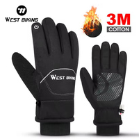 WEST BIKING-Gants Réfléchissants en Cuir PU pour Scooter, Imperméable et Chaud, Coupe-Vent, Écran Tactile, pour Sports d'Hiver