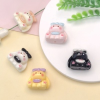 Nouvelles figurines en résine de lapin mignon avec nœud papillon, cabochons à dos plat pour artisanat, accessoires pour la fabrication de stylos et de bijoux DIY