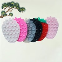 Nouvelles coques de téléphone portable en silicone double face à ventouse motif fraise, support ventouse pour iPhone Samsung, cadeaux