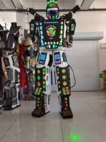 Costume de Robot Géant Lumineux LED Électrique pour Spectacles de Danse, Fêtes de Noël et d'Halloween, avec Écran sur la Poitrine