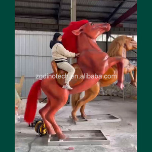 Cheval animatronique rouge fait main pour parc à thème ou équipement d'équitation robotique Akhal Teke pour enfants - Product Image 3