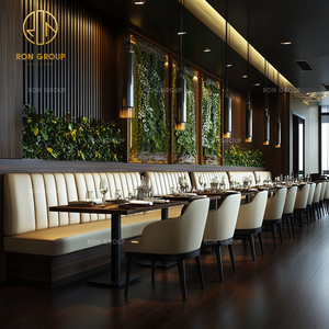 Modern Commercial White Curved Leather Wooden Hotel Restaurant Chair with Table <strong>Sofa</strong> Booth Seating Furniture Booth for <strong>Cafeteria</strong> - Product Image 2