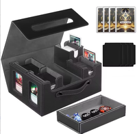 Boîte de rangement pour cartes de jeux de table en cuir PU grande capacité, écologique, avec compartiment amovible, pour présentation en vitrine, résistante à l'humidité, avec poignée
